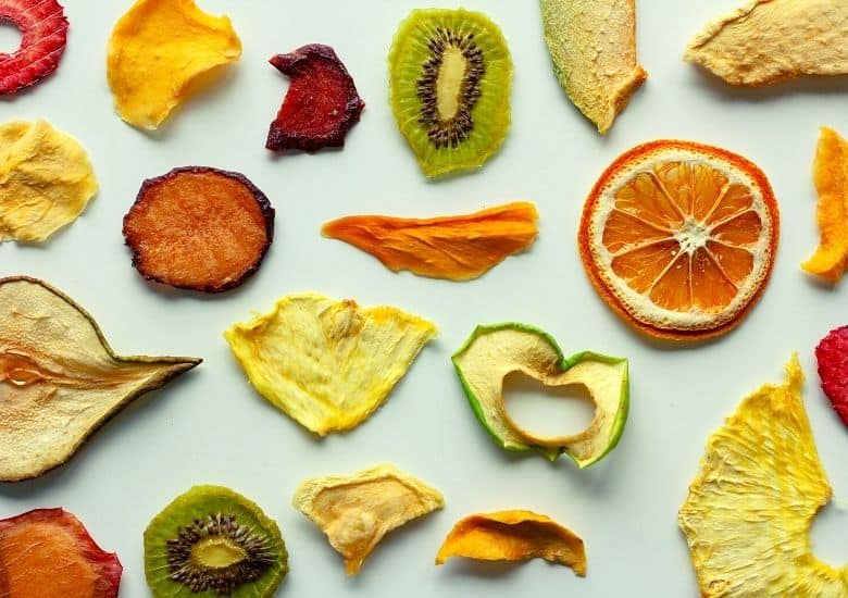 dehyrated oranges, apples, and other fruits