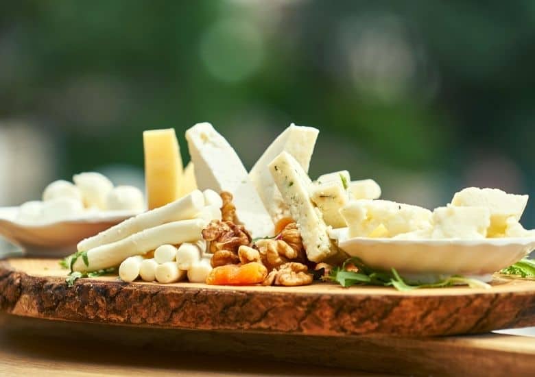 cheeses on board