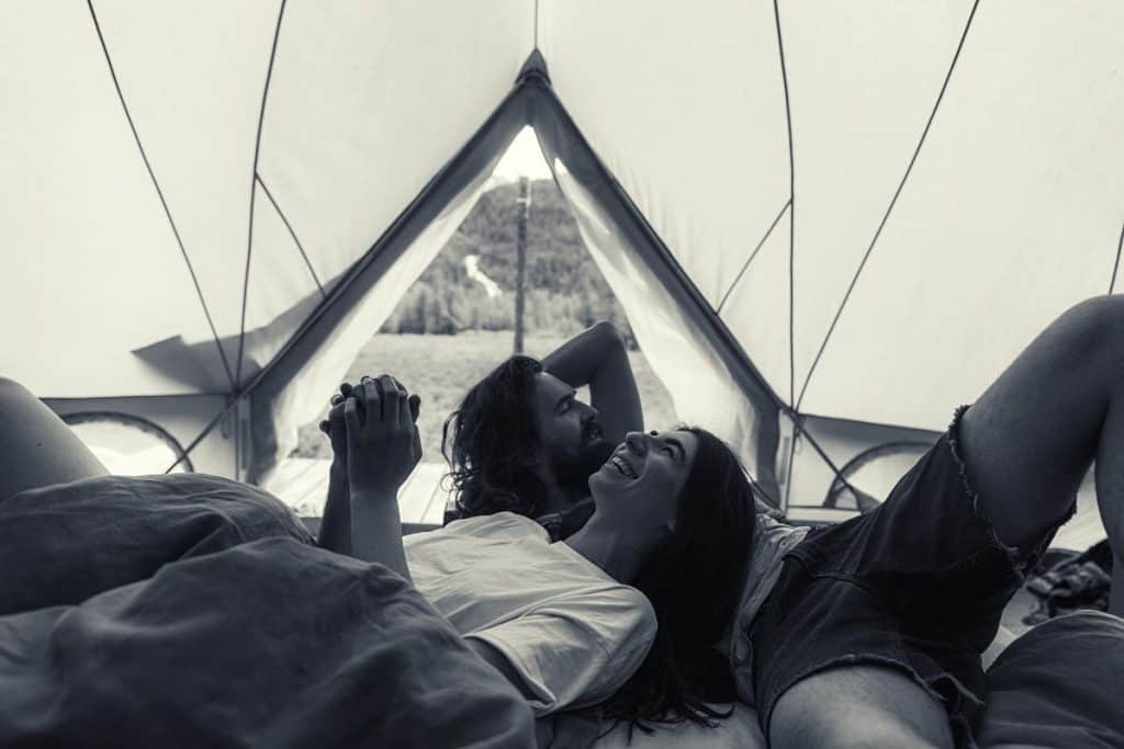 Couple living in a tent